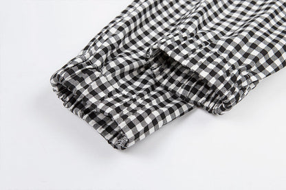 Women Straps Jumpsuits Ladies Summer Plaids Checked Playsuits Backless Outfits White&amp;Black