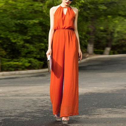 2022 Beach Style Jumpsuit for Women Summer Chiffon Bohemian Full Length Party Rompers