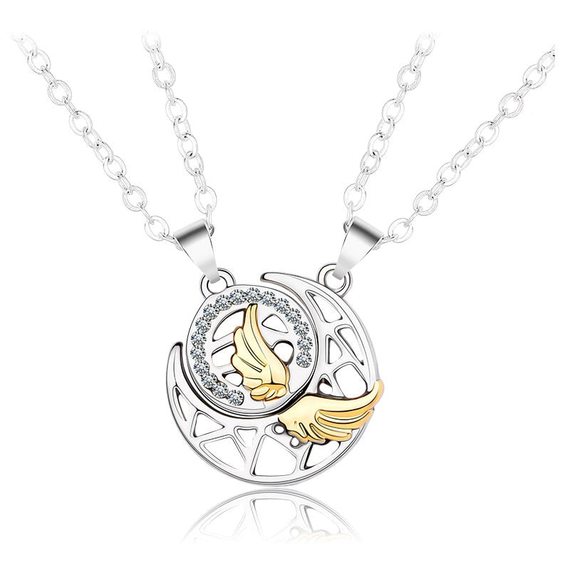 Sun Moon Wing Couple Necklace Magnet Attract Simple Fashion Valentine&