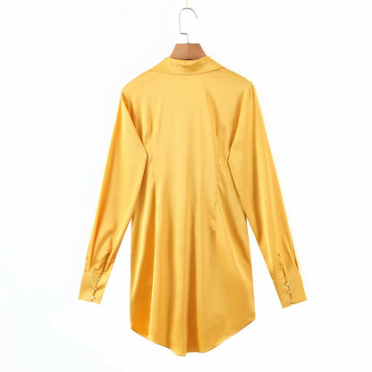 mini dress summer long sleeves women irregularity pleated vocation style loose white shirtdress