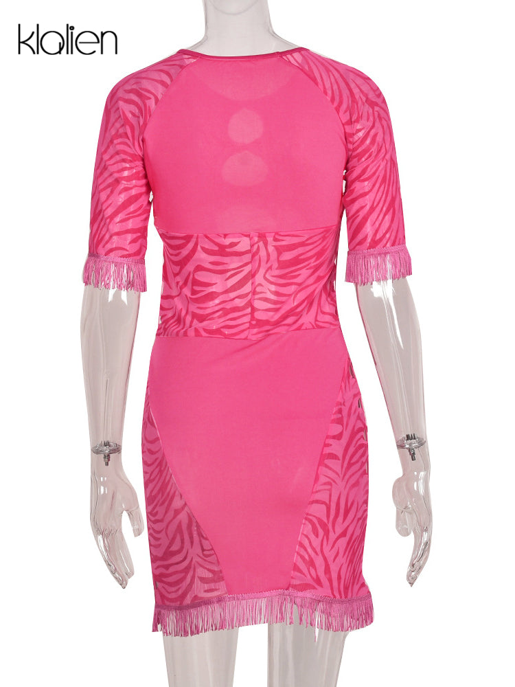Cut Out Sexy Zebra Mesh Transparent Women&