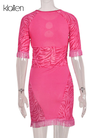 Cut Out Sexy Zebra Mesh Transparent Women&