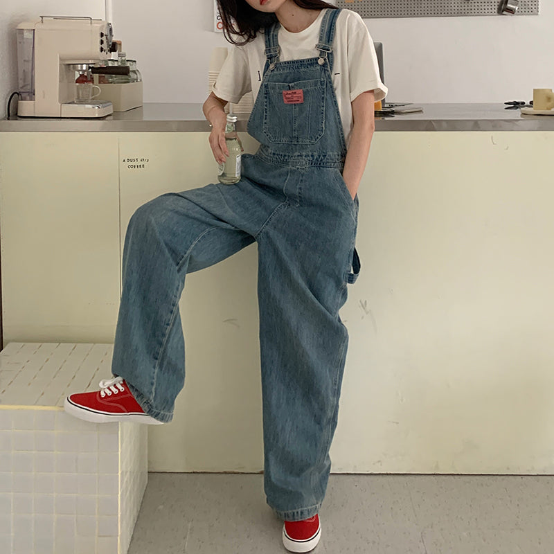 Casual Denim Jumpsuits Women Loose Overalls Baggy Wide Leg Rompers