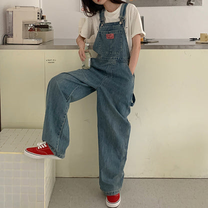 Casual Denim Jumpsuits Women Loose Overalls Baggy Wide Leg Rompers