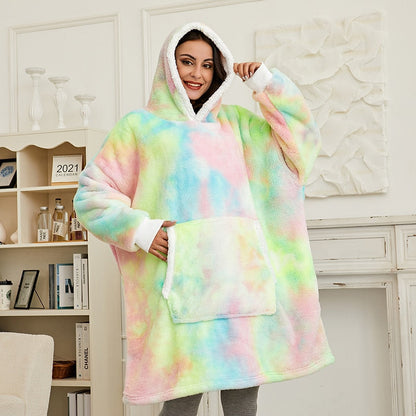 Oversized Hoodie Sweatshirt Women Tie Dye Hoodies Fleece Giant Wearable Blanket