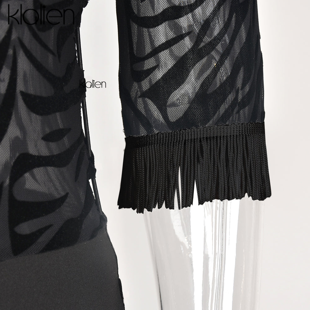 Cut Out Sexy Zebra Mesh Transparent Women&
