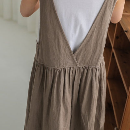 Spring and Summer Sleeveless Robe Dress Ladies Dress Plus Size XL- 5XL Cotton Linen Wome