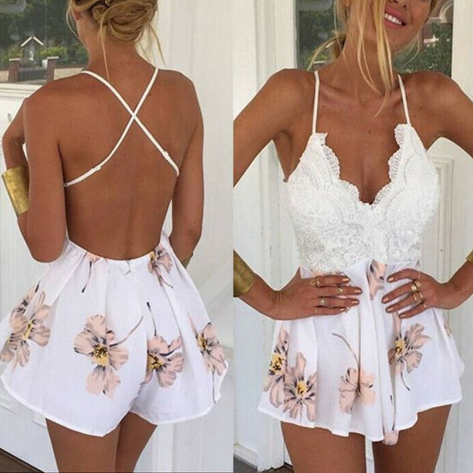 Sexy V-Neck Sleeveless Jumpsuit Women Backless Bodycon Party Casual Romper