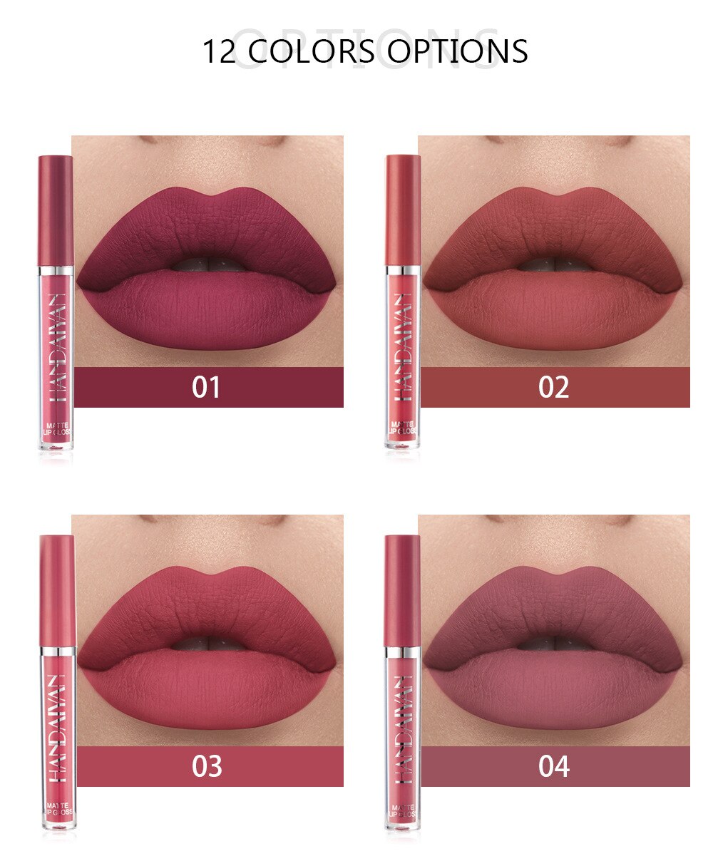 12 Colors Sexy Liquid Lipstick Matte Waterproof Lipgloss Nude Makeup Cosmetic