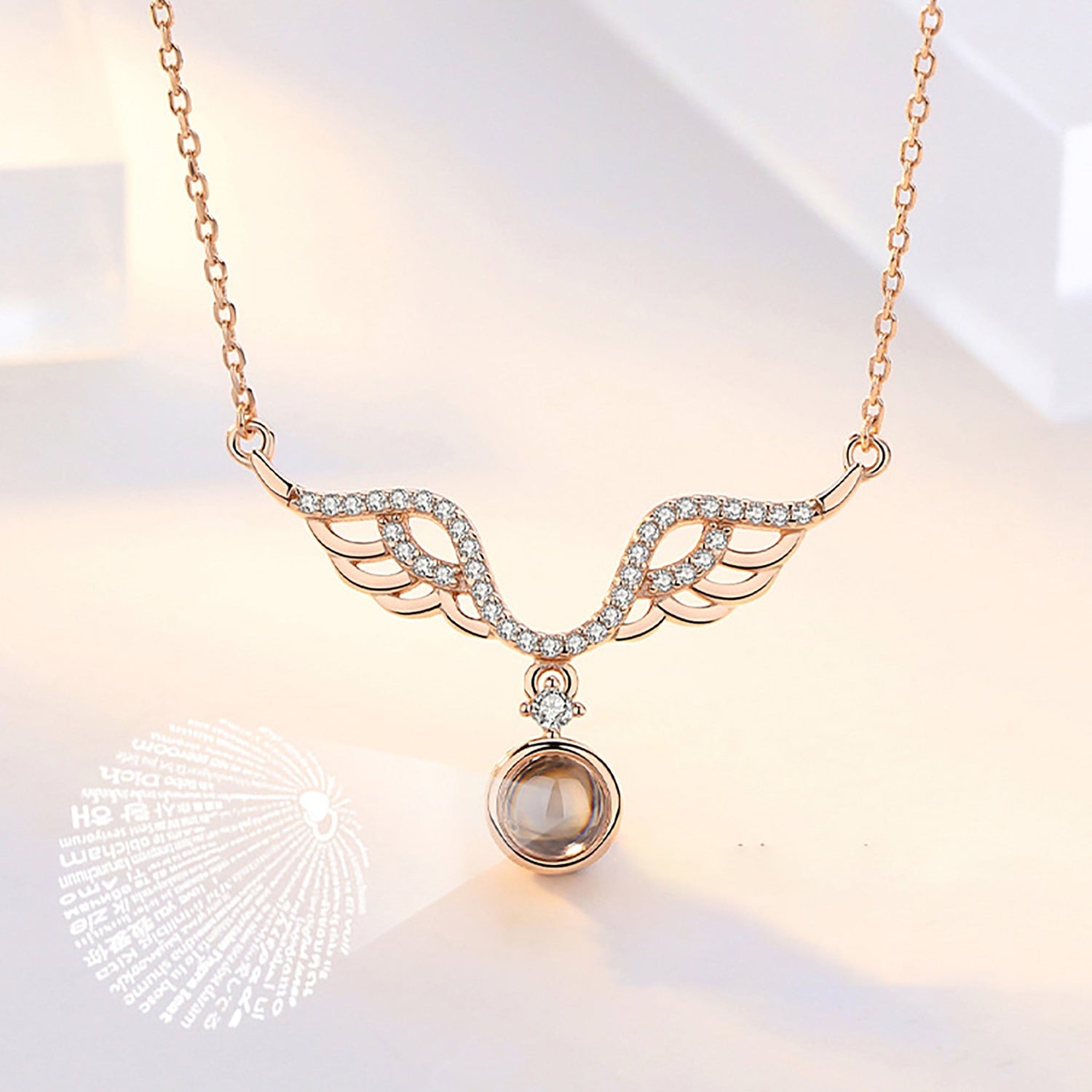 Customized 925 Silver 100 languages Projection Necklace Couple Memory Gifts