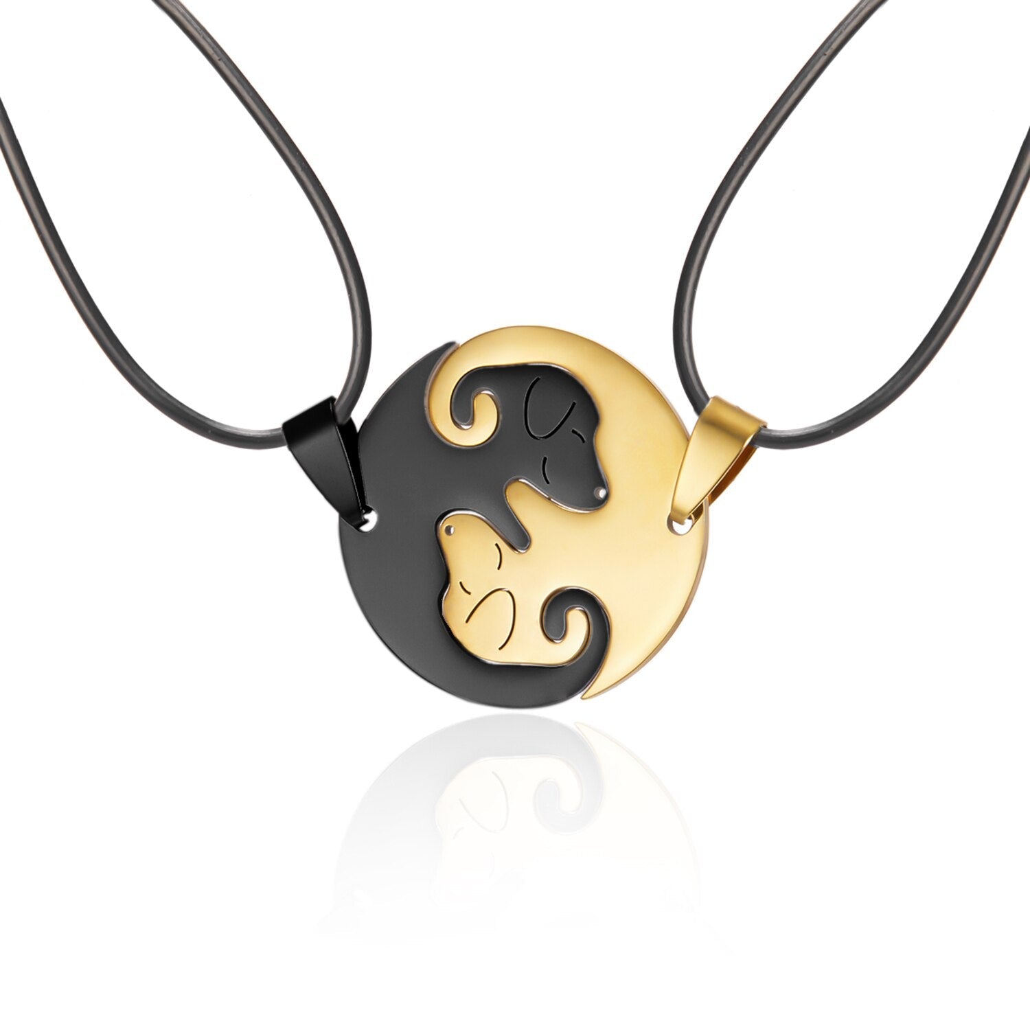 Black White Couple dog Necklace Animal Puppy Pendant Choker Necklaces Lover Valentine&