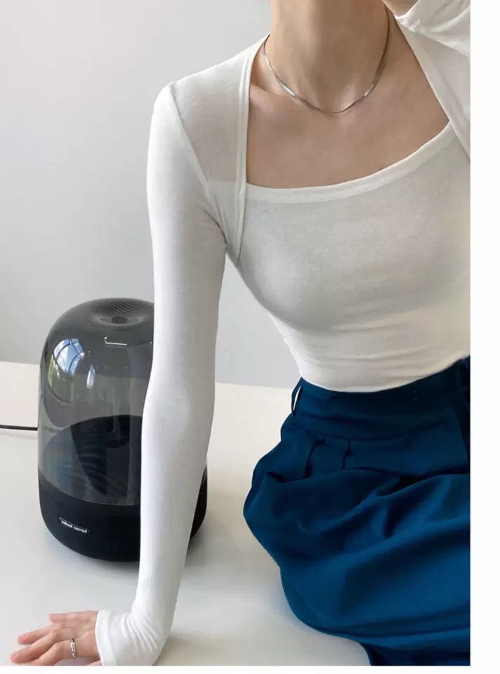 Long Sleeve Tops Women Candy Color Fake Two Piece Skinny T-shirts Female