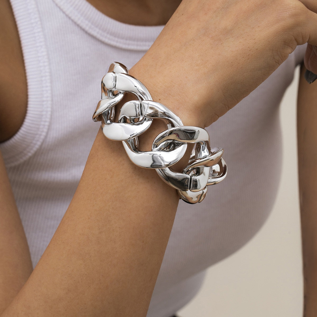 Hip Hop Thick Link Chain Bracelet Women&