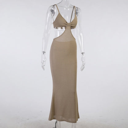 Strap Sexy Backless Maxi Dress Summer Holiday Women Dresses Hollow Out Dress Sundress
