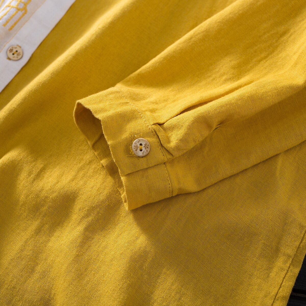 Women Cotton Linen Embroidery Blouse Long Sleeve Patchwork Color Top