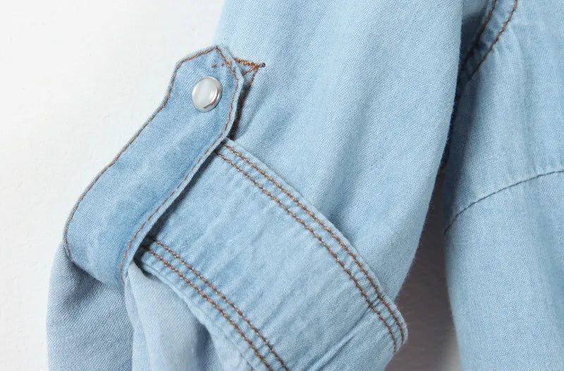 Denim Shirt Short Sleeve Womens Tops Chemise Femme Crop Tops