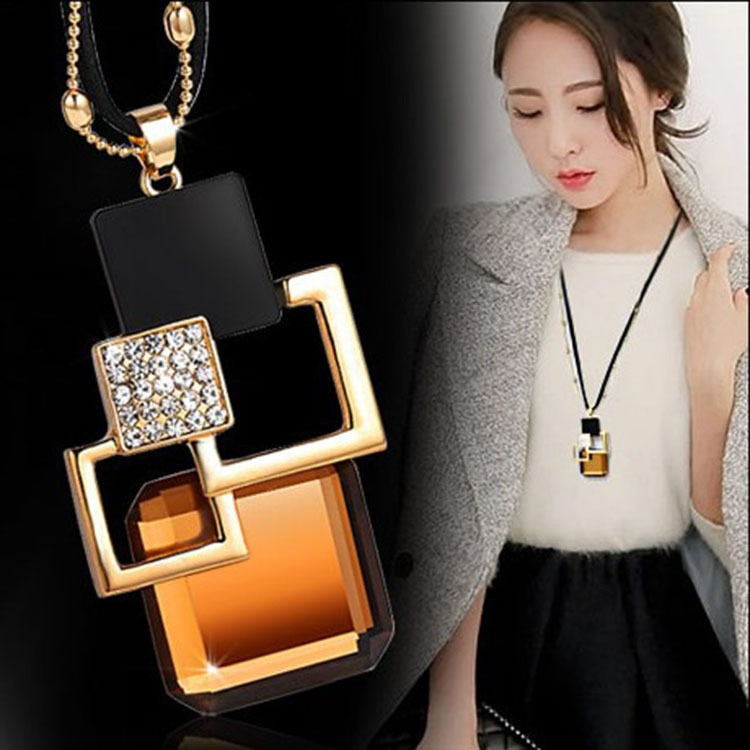 Long Necklaces&amp; Pendants for Women Collier Femme Geometric Fashion Crystal Jewelry