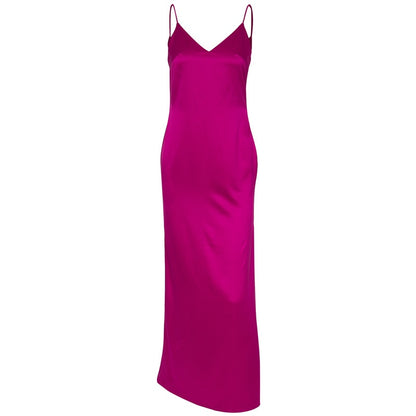 Satin V Neck Maxi Dress Women Spaghetti Strap Sleeveless Backless Side Split Long Dresses Lady Vestido