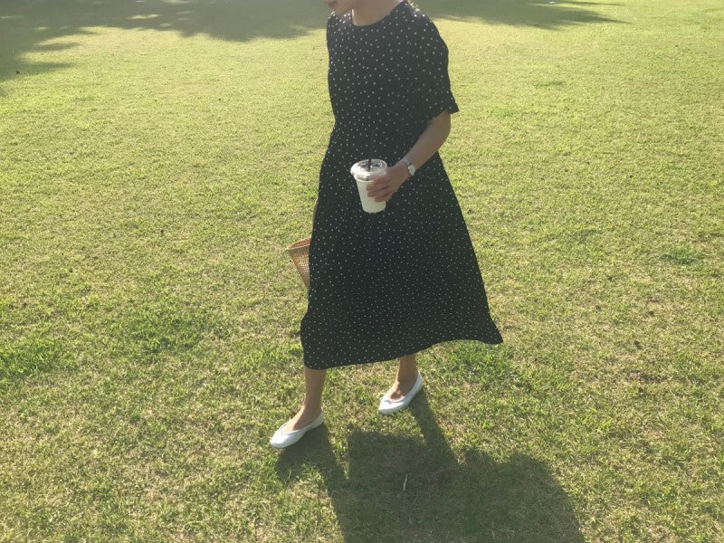 Polka Dot Slim Waist Bandage Long Dress Female Vintage Vestidos with Belt Sundress
