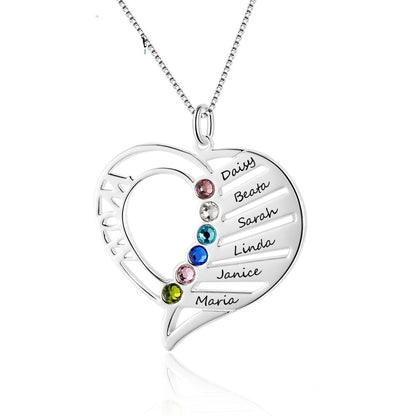 Name Necklace Personalized Birthstone Engrave Name Pendants