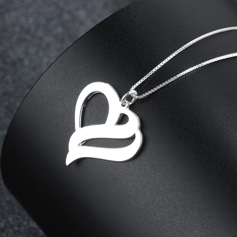 Heart Shaped Personalized Engraving 2 Names Name Necklace