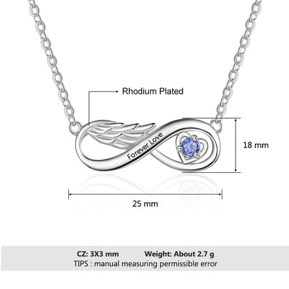 Customized Wing Infinity Relationship Birthstone Name Pendant Necklace