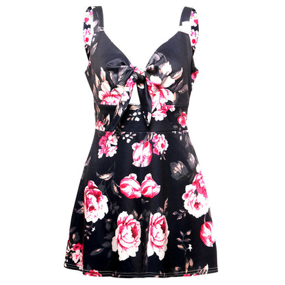Female Sexy Playsuit print sexy V-neck short jumpsuit women loose casual beach romper