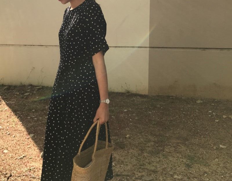 Polka Dot Slim Waist Bandage Long Dress Female Vintage Vestidos with Belt Sundress