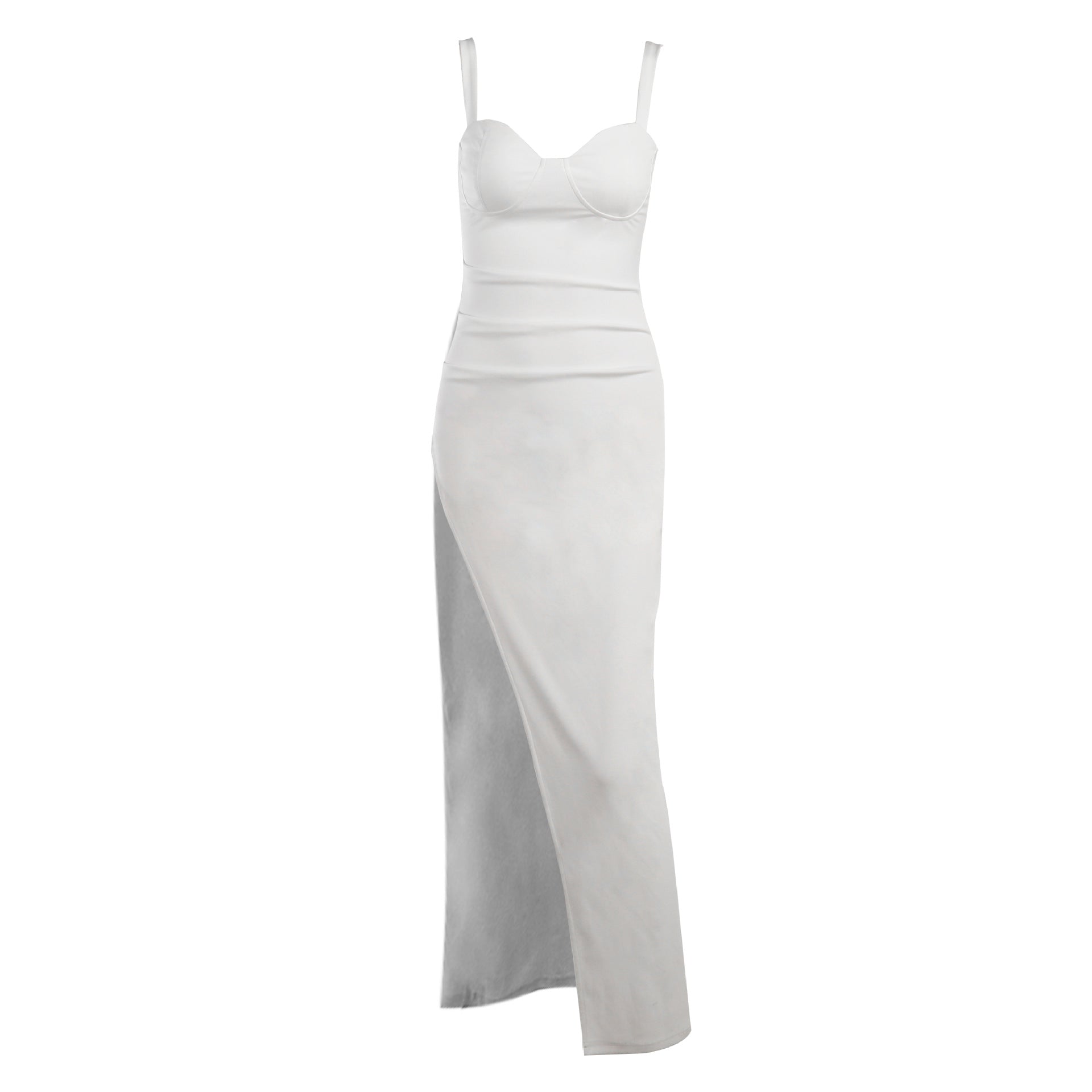 High Split Ankle-length Party Dresses Women Solid White Spaghetti Strap Dress Y2K
