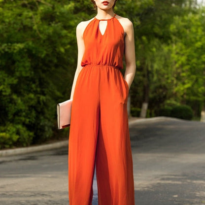 2022 Beach Style Jumpsuit for Women Summer Chiffon Bohemian Full Length Party Rompers