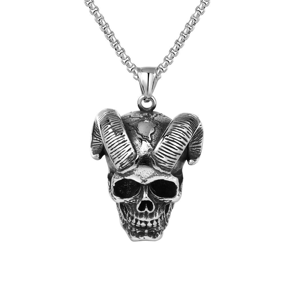 Punk Ghost Skull Mask Pendant Necklace Cool Men&