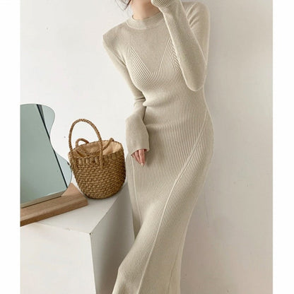O-neck Slim Sweaters Bodycon Dress Autumn Winter Knitted Vestidos