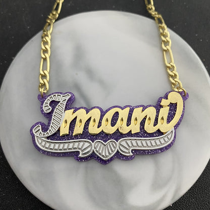 Custom Name Necklace Double Nameplate Acrylic Pendant Necklace Customized Name