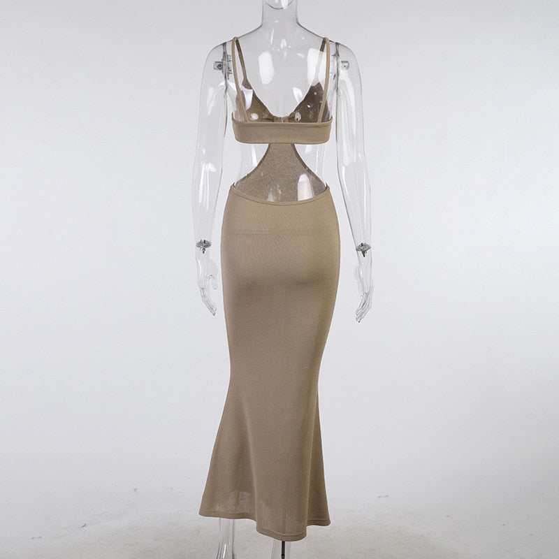 Strap Sexy Backless Maxi Dress Summer Holiday Women Dresses Hollow Out Dress Sundress