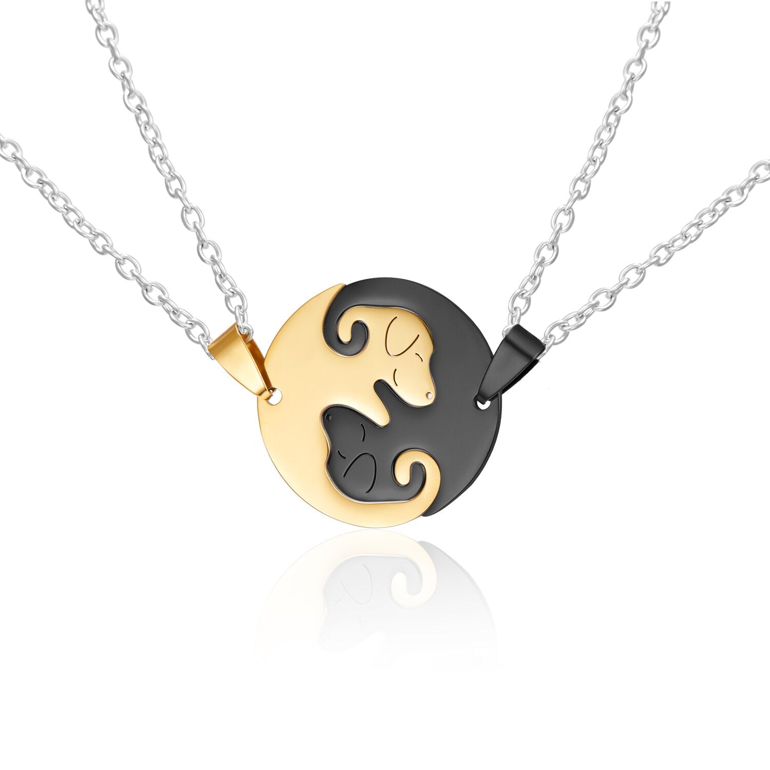 Black White Couple dog Necklace Animal Puppy Pendant Choker Necklaces Lover Valentine&