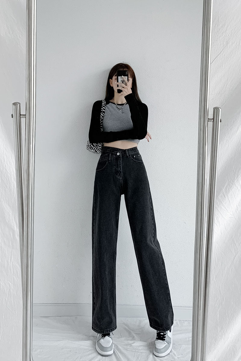Jeans Women Wide Leg Pants Mom Femme High Waist Woman Trousers