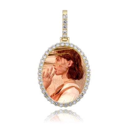Custom Photo Pendant Oval Medal Pendant Ice Zircon Pendant Necklace Fashion Hip Hop Jewelry