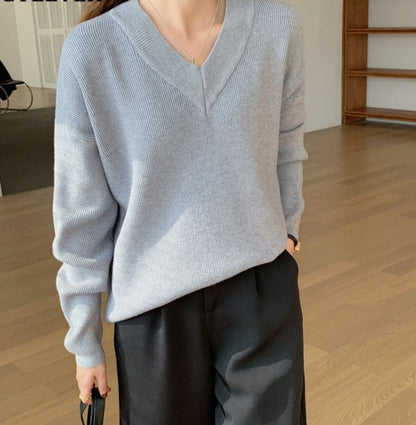 Full Sleeve Loose Female Pullovers Jumpers Autumn Winter Thick Ladies Knitwear
