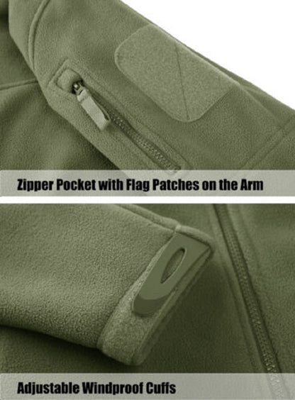 Full Zip Up Tactical Army Fleece Jacket Military Thermal Warm Outwear Windbreaker