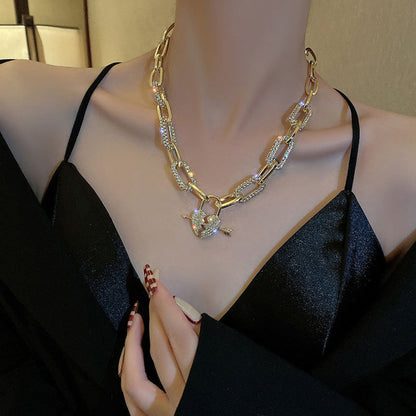 Metal Love Heart Cupid Pendants Female Clavicle Chain Light Luxury Niche Design Necklace