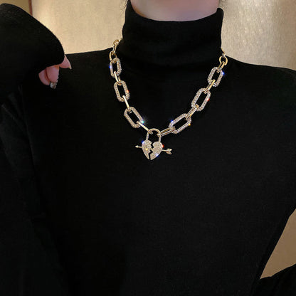 Metal Love Heart Cupid Pendants Female Clavicle Chain Light Luxury Niche Design Necklace