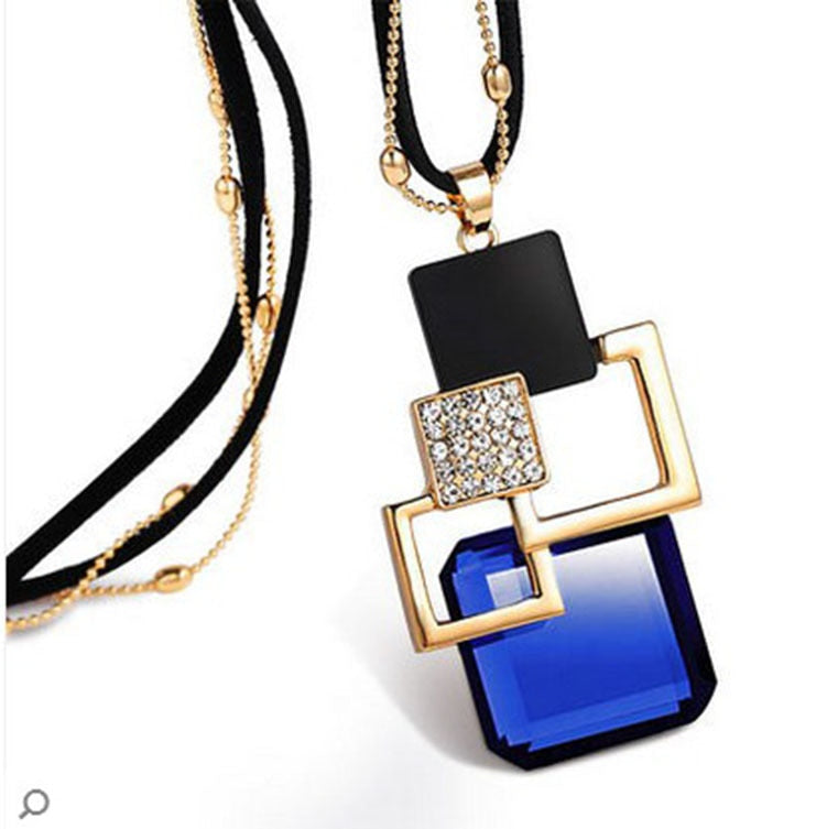 Long Necklaces&amp; Pendants for Women Collier Femme Geometric Fashion Crystal Jewelry
