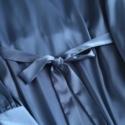 Autumn Fashion Women Elegant Satin Dress Long Sleeve Office Ladies Midi Dress