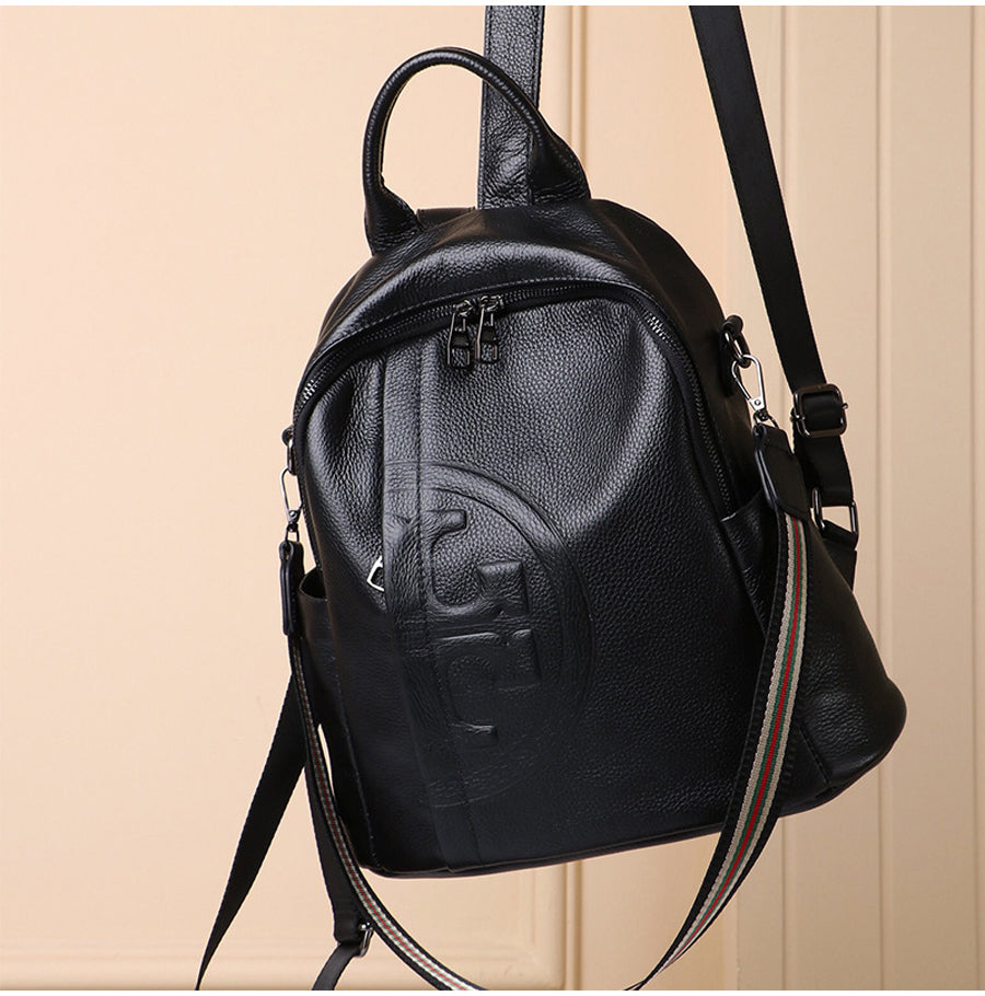 Genuine Real Cowhide Leather Backpack High Quality Women&