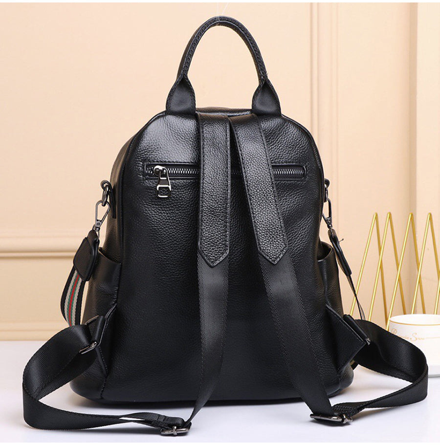 Genuine Real Cowhide Leather Backpack High Quality Women&