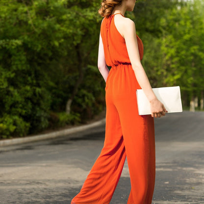 2022 Beach Style Jumpsuit for Women Summer Chiffon Bohemian Full Length Party Rompers