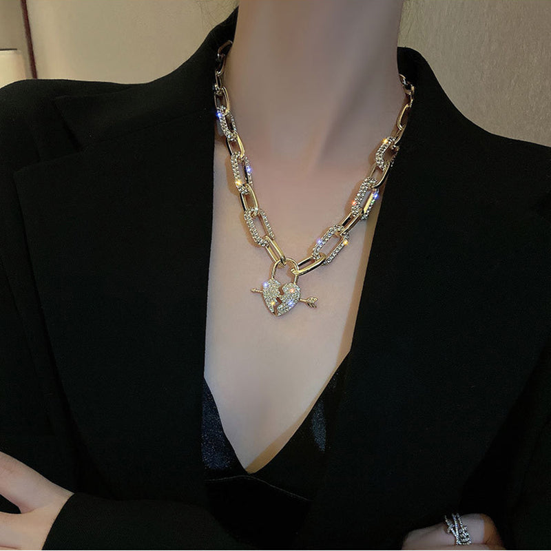 Metal Love Heart Cupid Pendants Female Clavicle Chain Light Luxury Niche Design Necklace