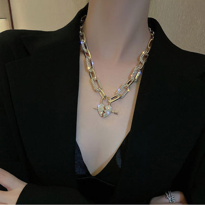 Metal Love Heart Cupid Pendants Female Clavicle Chain Light Luxury Niche Design Necklace