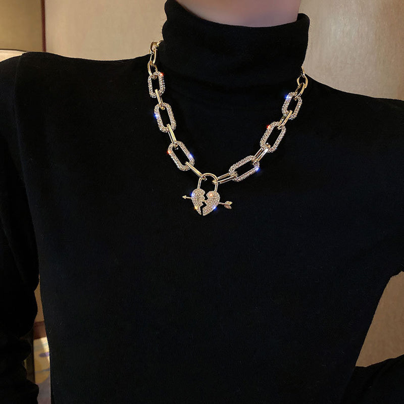 Metal Love Heart Cupid Pendants Female Clavicle Chain Light Luxury Niche Design Necklace