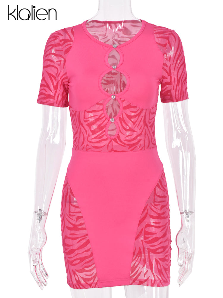Cut Out Sexy Zebra Mesh Transparent Women&